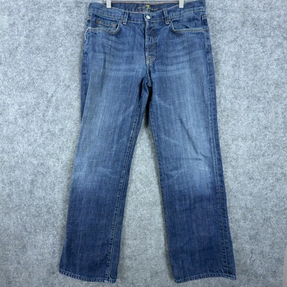 7 For All Mankind Relaxed Jeans Mens 34 Blue Denim Straight Leg Medium Wash